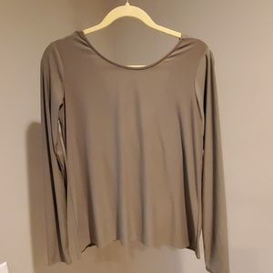 Super soft, army green drop back top